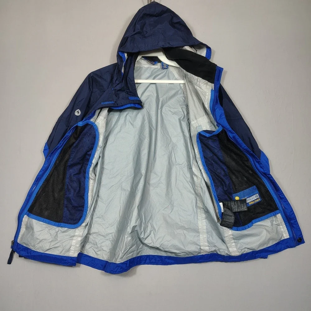 Marmot Rain Jacket Youth L Rip-Stop Hooded Two-Tone Blue V50210-KLE1-1-MAY11